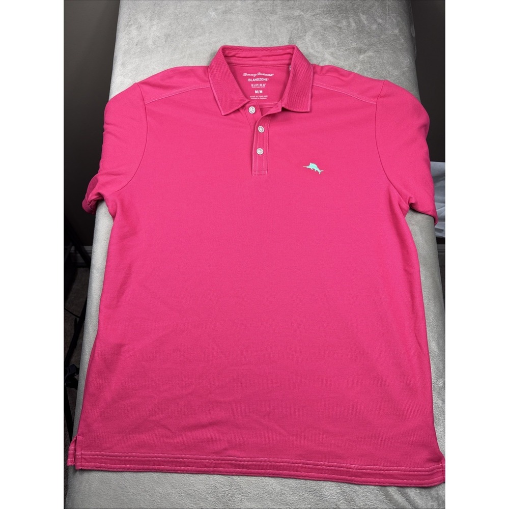 Tommy Bahama NWOT IslandZone Supima Polo Shirt Pink Medium Performance Golf NEW